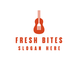 Music Guitar Food Fork logo design