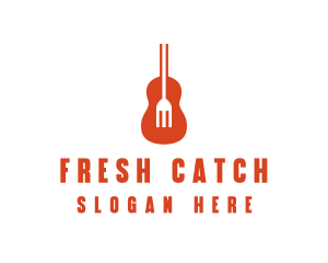 Music Guitar Food Fork logo design