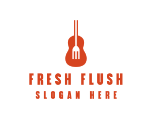 Music Guitar Food Fork logo design