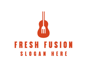 Music Guitar Food Fork logo design