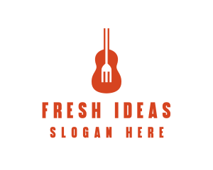 Music Guitar Food Fork logo design