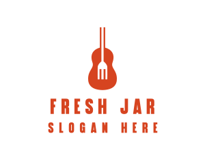 Music Guitar Food Fork logo design