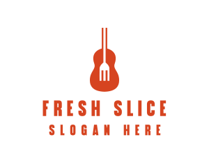 Music Guitar Food Fork logo design