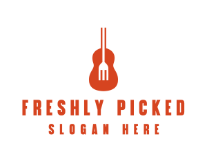 Music Guitar Food Fork logo design