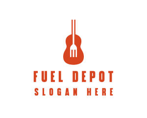 Music Guitar Food Fork logo design