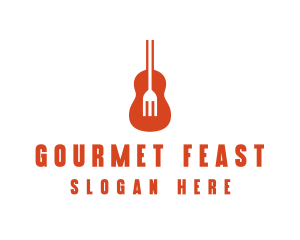 Music Guitar Food Fork logo design