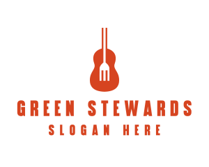 Music Guitar Food Fork logo design