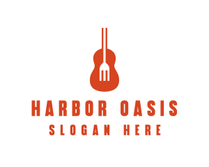 Music Guitar Food Fork logo design