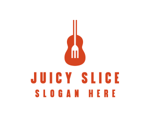 Music Guitar Food Fork logo design