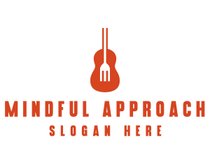 Music Guitar Food Fork logo design