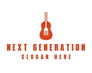 Music Guitar Food Fork logo design