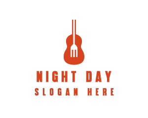 Music Guitar Food Fork logo design