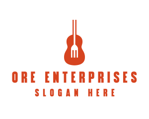 Music Guitar Food Fork logo design