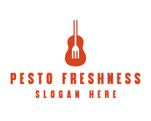 Music Guitar Food Fork logo design