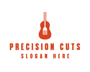 Music Guitar Food Fork logo design