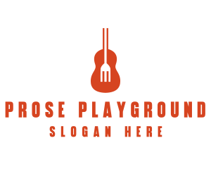 Music Guitar Food Fork logo design