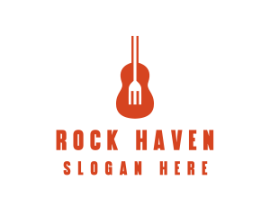 Music Guitar Food Fork logo design