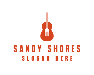 Music Guitar Food Fork logo design