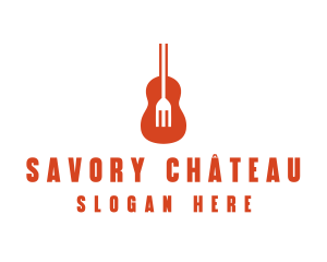 Music Guitar Food Fork logo design