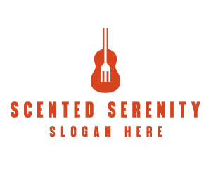 Music Guitar Food Fork logo design