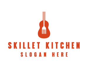 Music Guitar Food Fork logo design