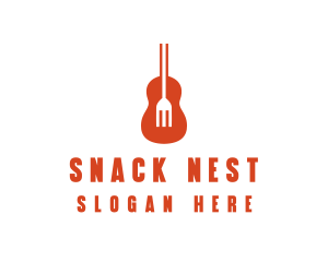 Music Guitar Food Fork logo design