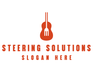 Music Guitar Food Fork logo design