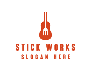 Music Guitar Food Fork logo design