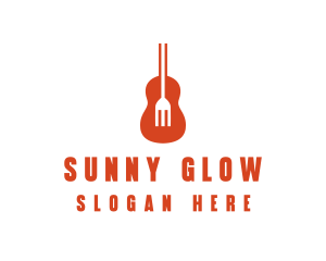 Music Guitar Food Fork logo design