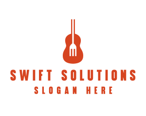 Music Guitar Food Fork logo design