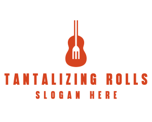 Music Guitar Food Fork logo design