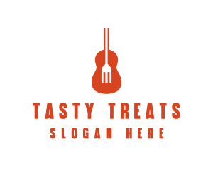 Music Guitar Food Fork logo design