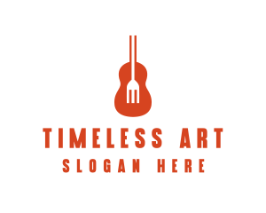 Music Guitar Food Fork logo design