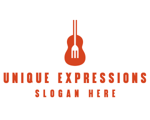 Music Guitar Food Fork logo design