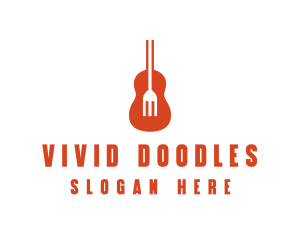 Music Guitar Food Fork logo design