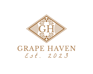 Vintage Ornate Vineyard Diamond logo design