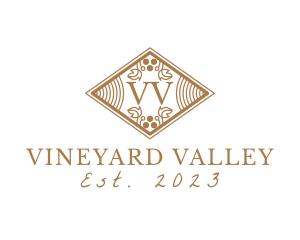 Vintage Ornate Vineyard Diamond logo design