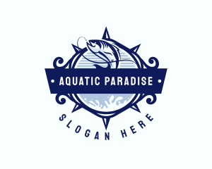 Fish Aquatic Compass logo design