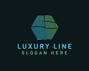 Hexagon Wave Line Business logo design