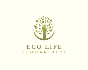 Nature Hand Tree logo design