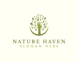 Nature Hand Tree logo design