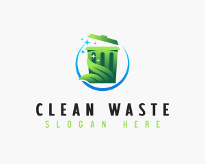 Recycling Bin Leaf Cleaning logo design