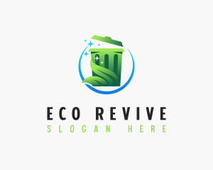 Recycling Bin Leaf Cleaning logo design