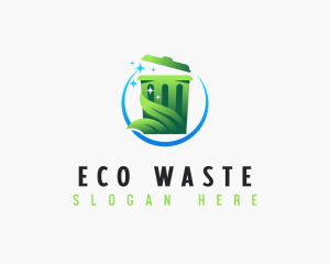 Recycling Bin Leaf Cleaning logo design