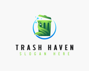 Recycling Bin Leaf Cleaning logo design