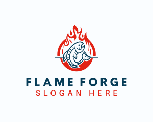 Hot Fire Grilling Fish logo design