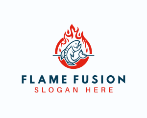 Hot Fire Grilling Fish logo design