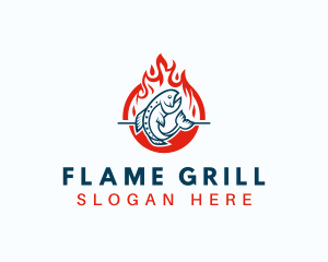 Hot Fire Grilling Fish logo design