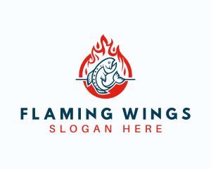 Hot Fire Grilling Fish logo design