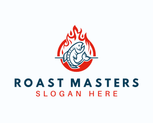 Hot Fire Grilling Fish logo design